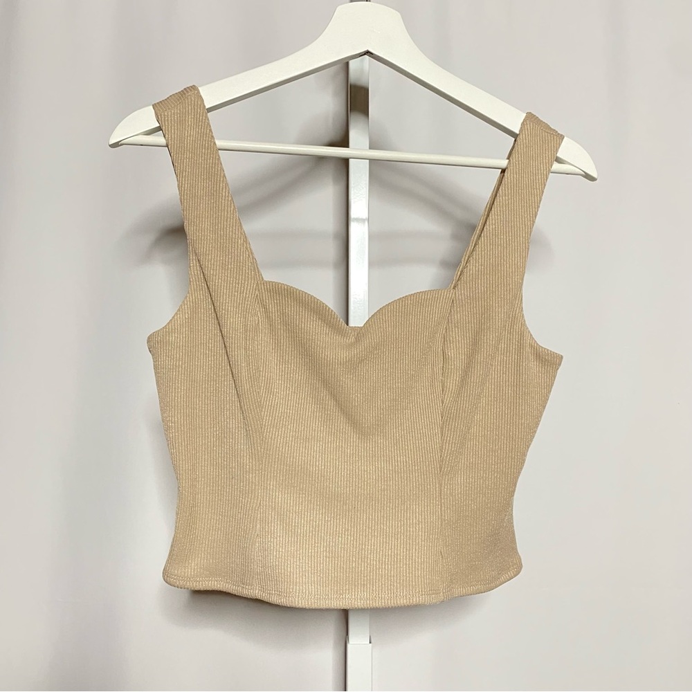 Grey Lab Ribbed Sweetheart Crop Tank • S
